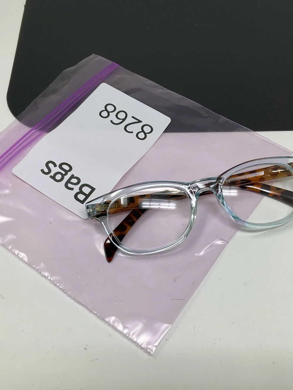 Betsey Johnson clear blue tortoise frame reading glasses +2.50